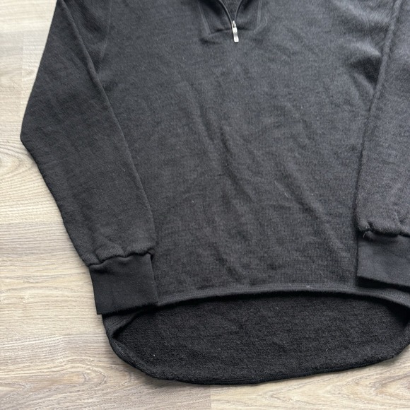 Woolpower Ullfrotte Sweater Mens Large Black 1/4 Zip 400 Wool Mid Layer Sweden - Picture 6 of 9